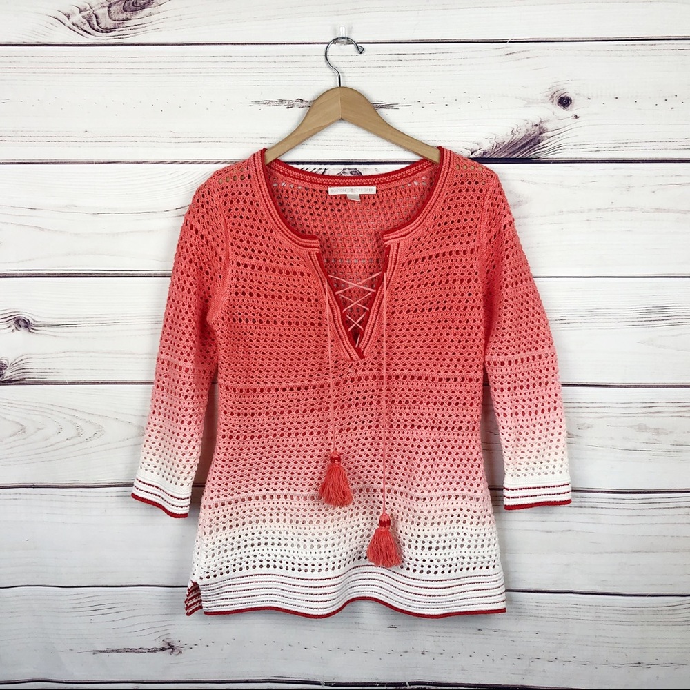 BOSTON PROPER Pink Ombré Knitted Tunic Top Small - Picture 2 of 6